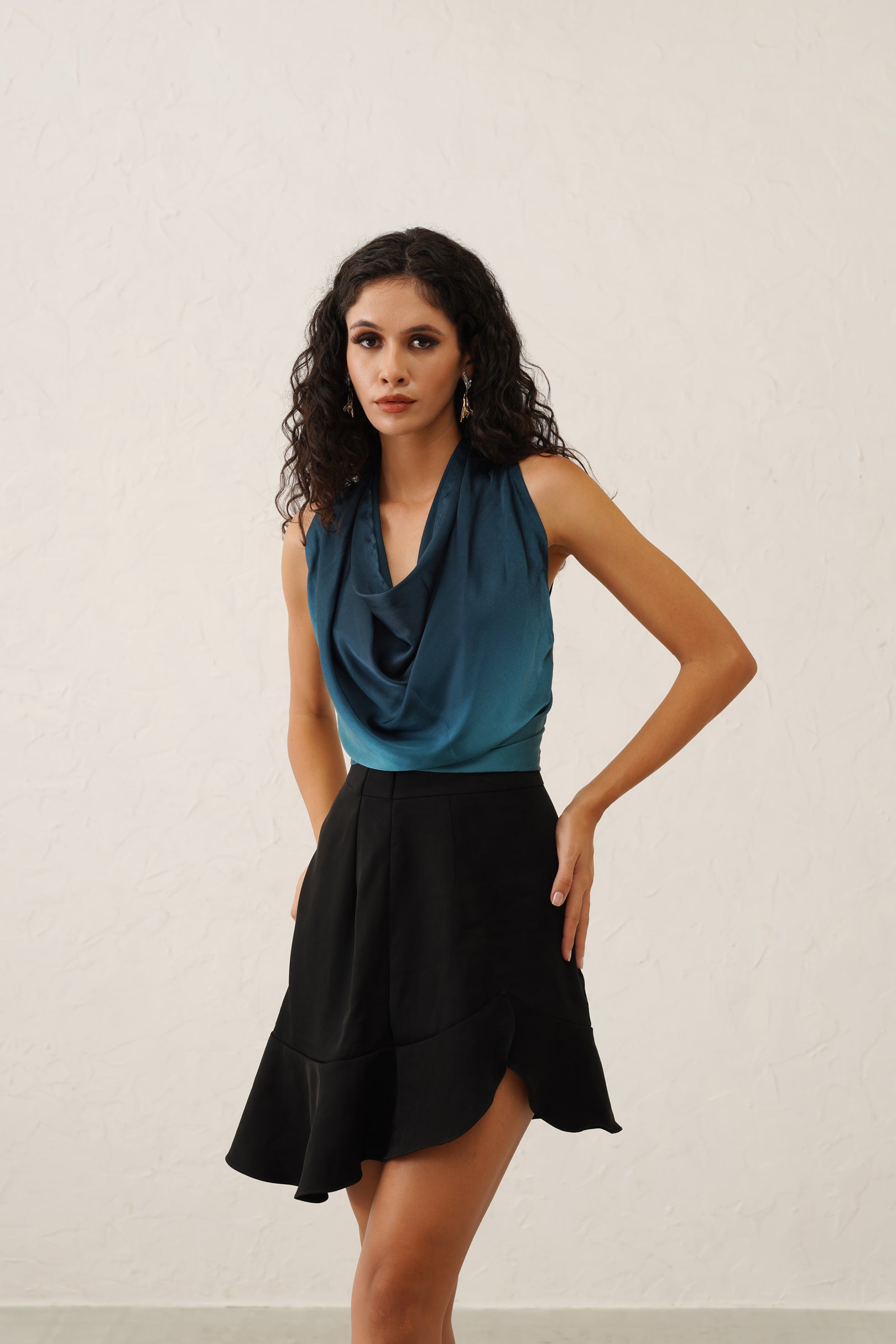 Ombré Green Cowl Top