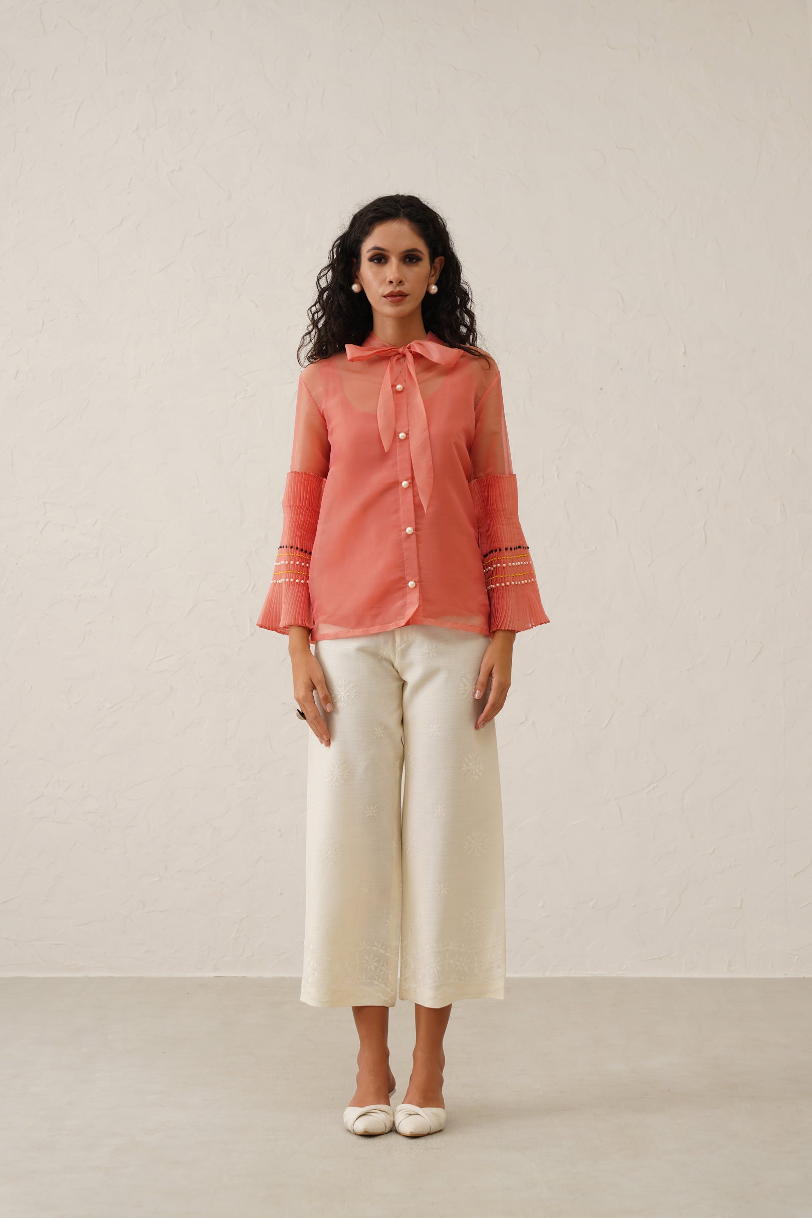 Pink Pearl Bow Tie Shirt