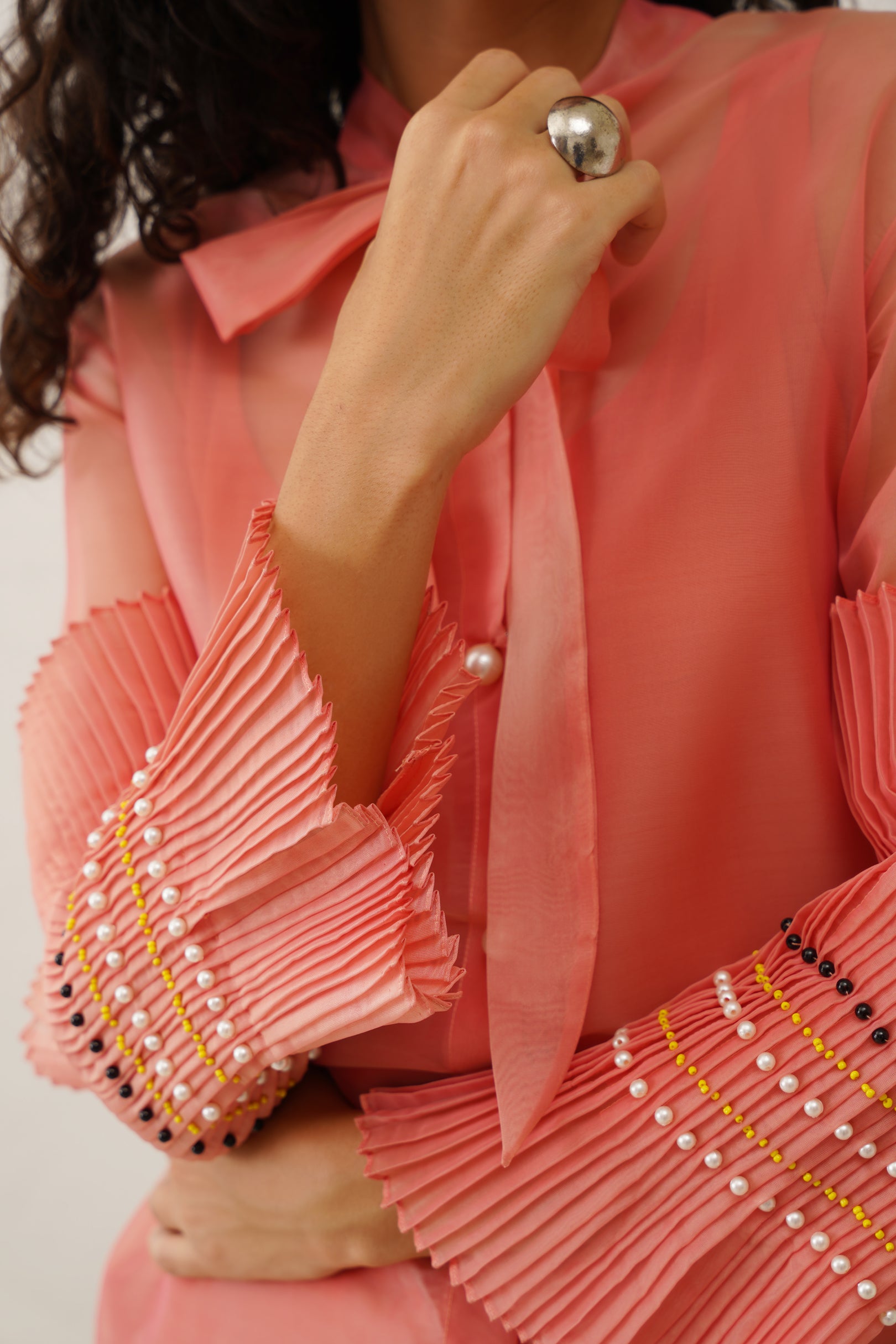 Pink Pearl Bow Tie Shirt