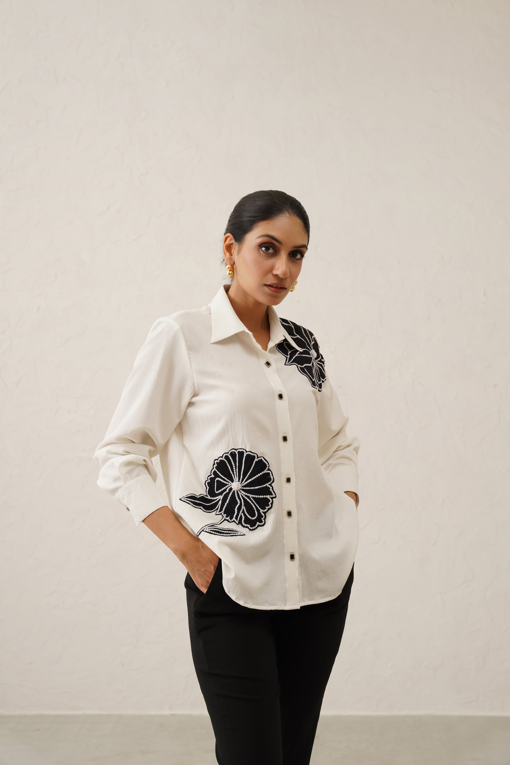 Monochrome Blossom Shirt