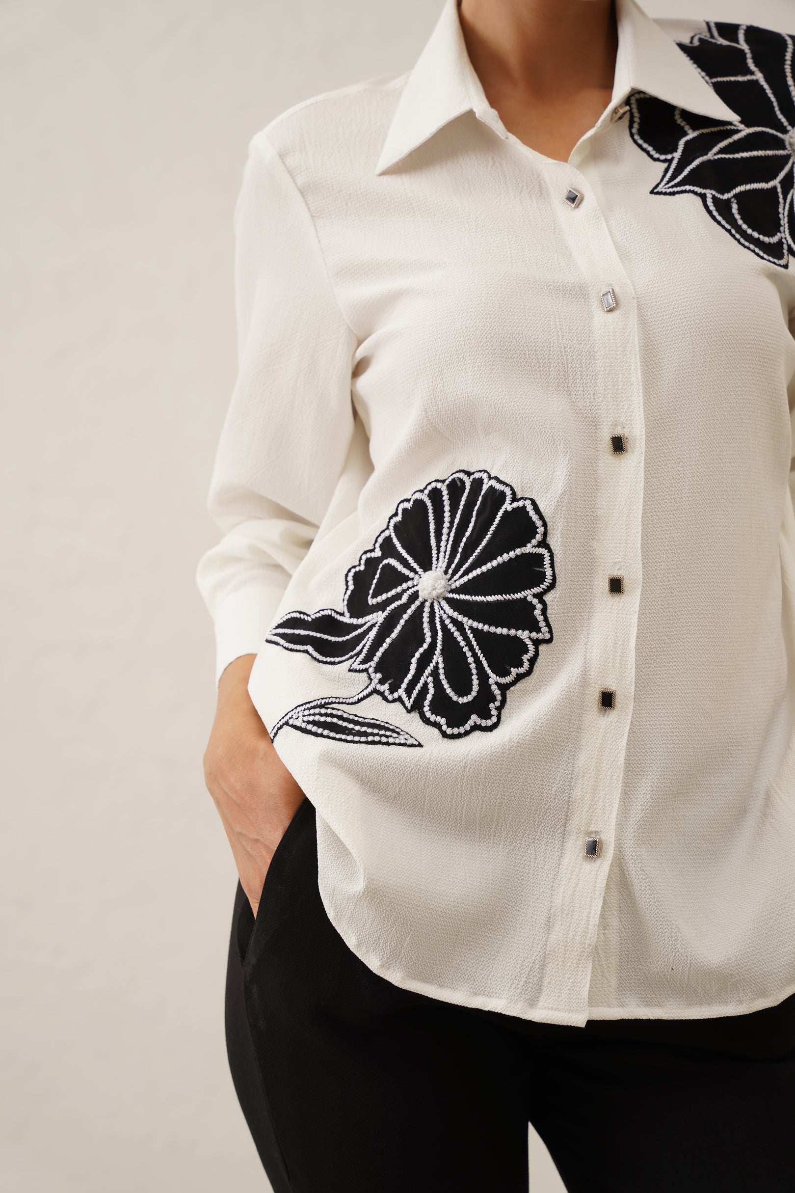 Monochrome Blossom Shirt