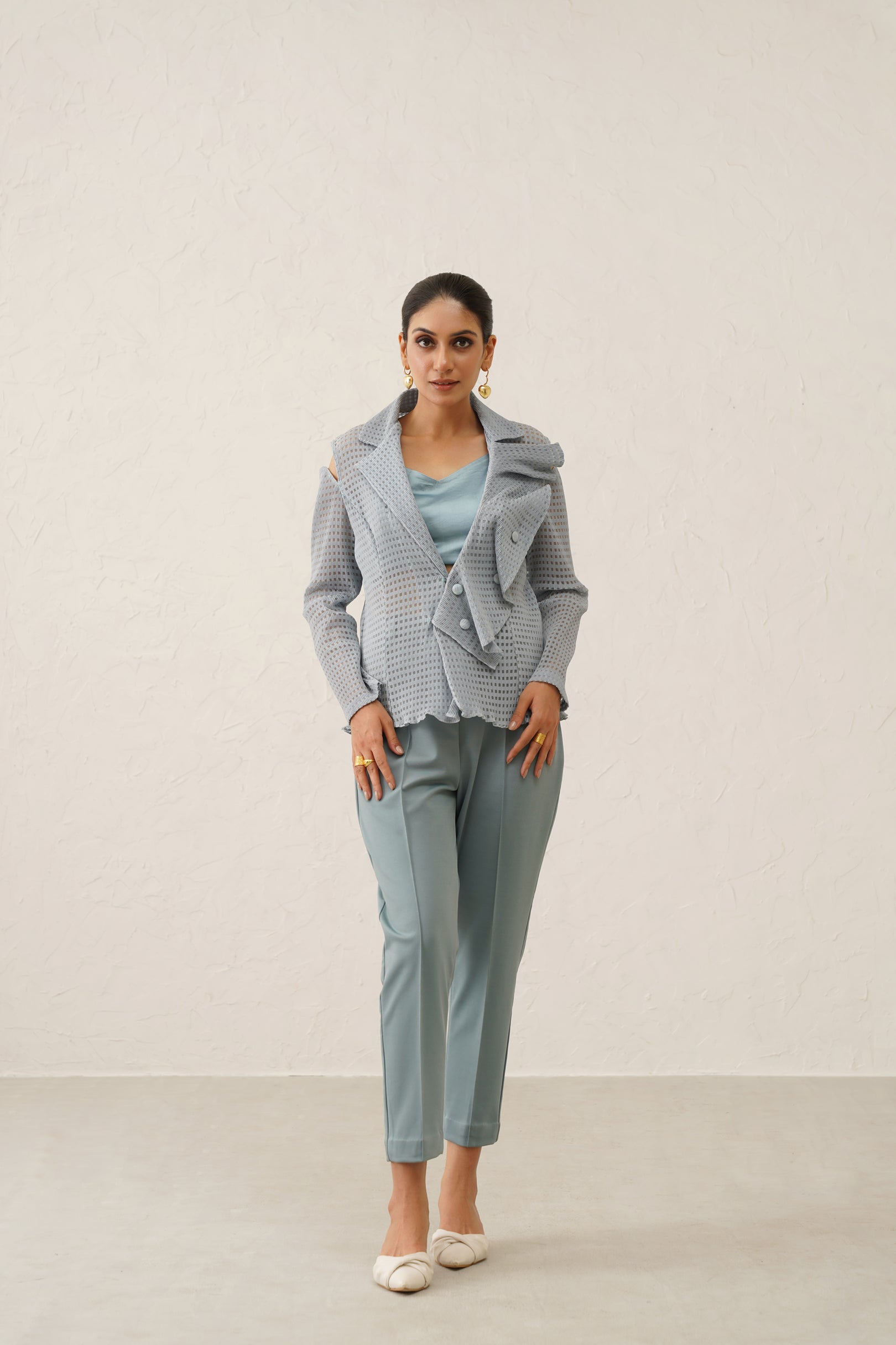 Ruffle delight blazer set