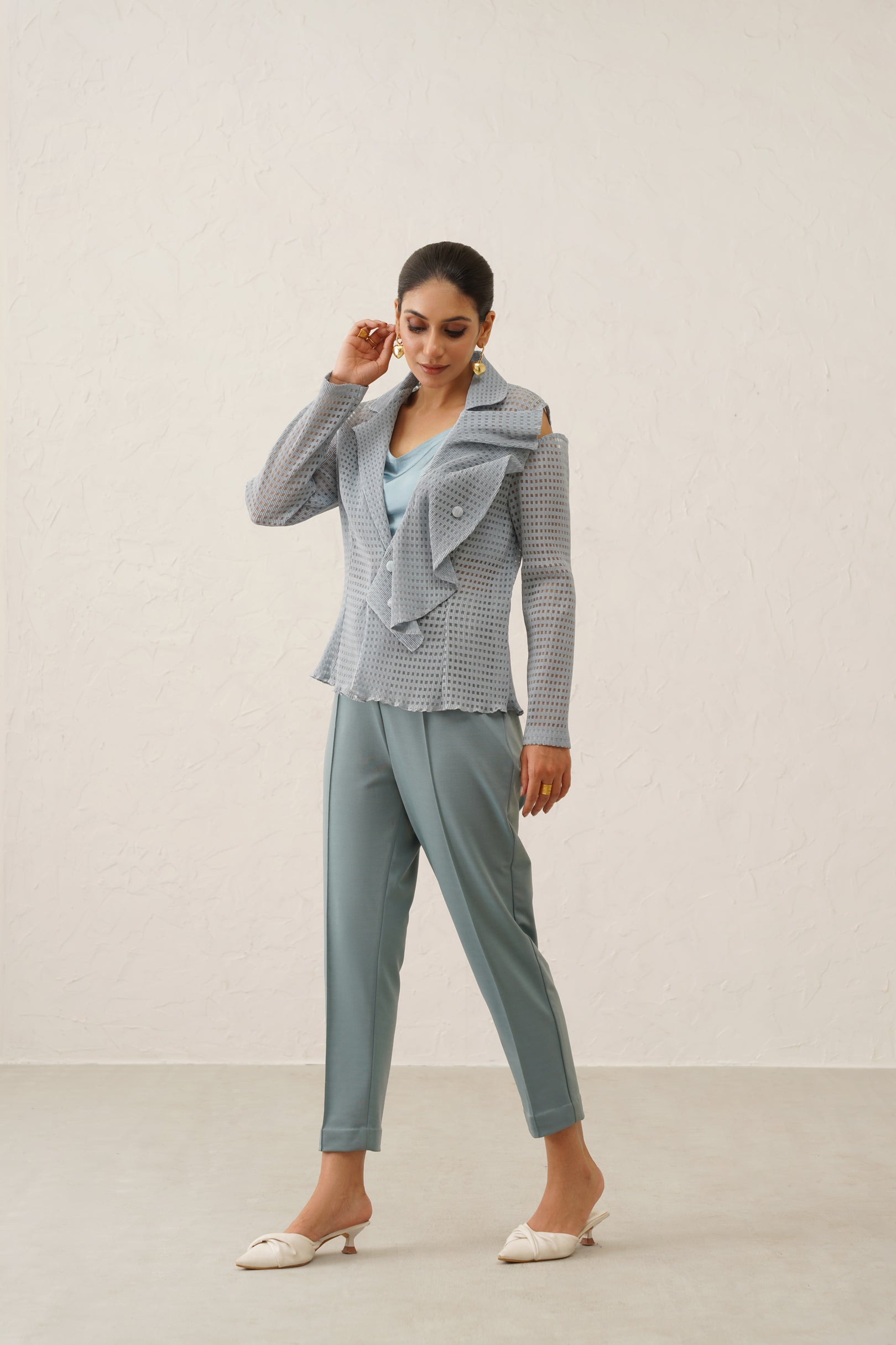 Ruffle delight blazer set