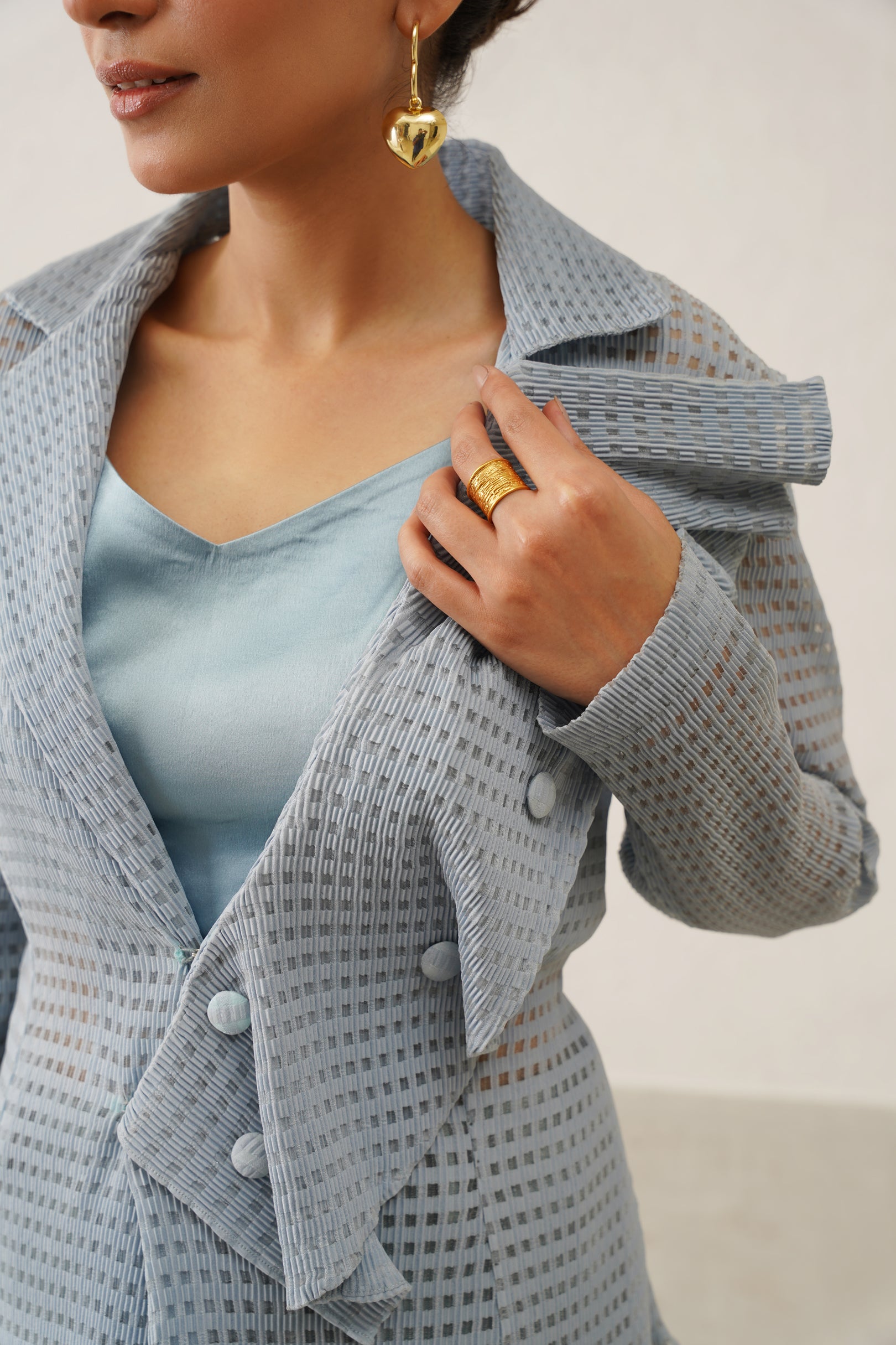 Ruffle delight blazer set