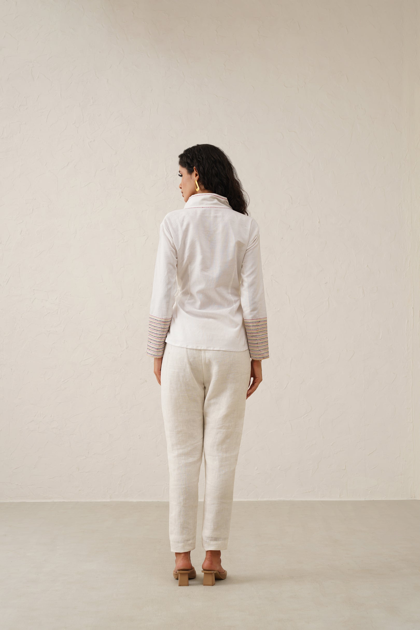 Linen Crossover Shirt set with pants