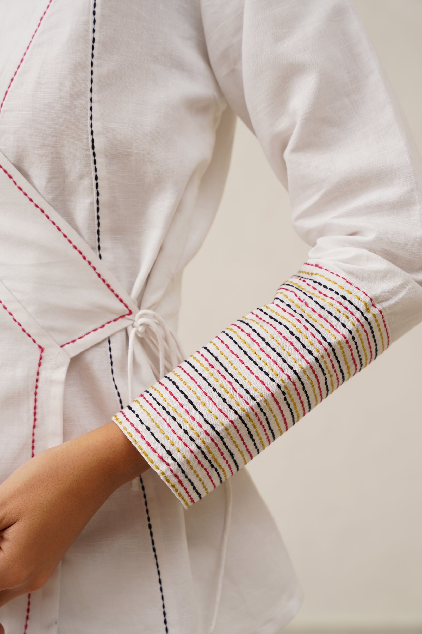 Linen Crossover Shirt set with pants