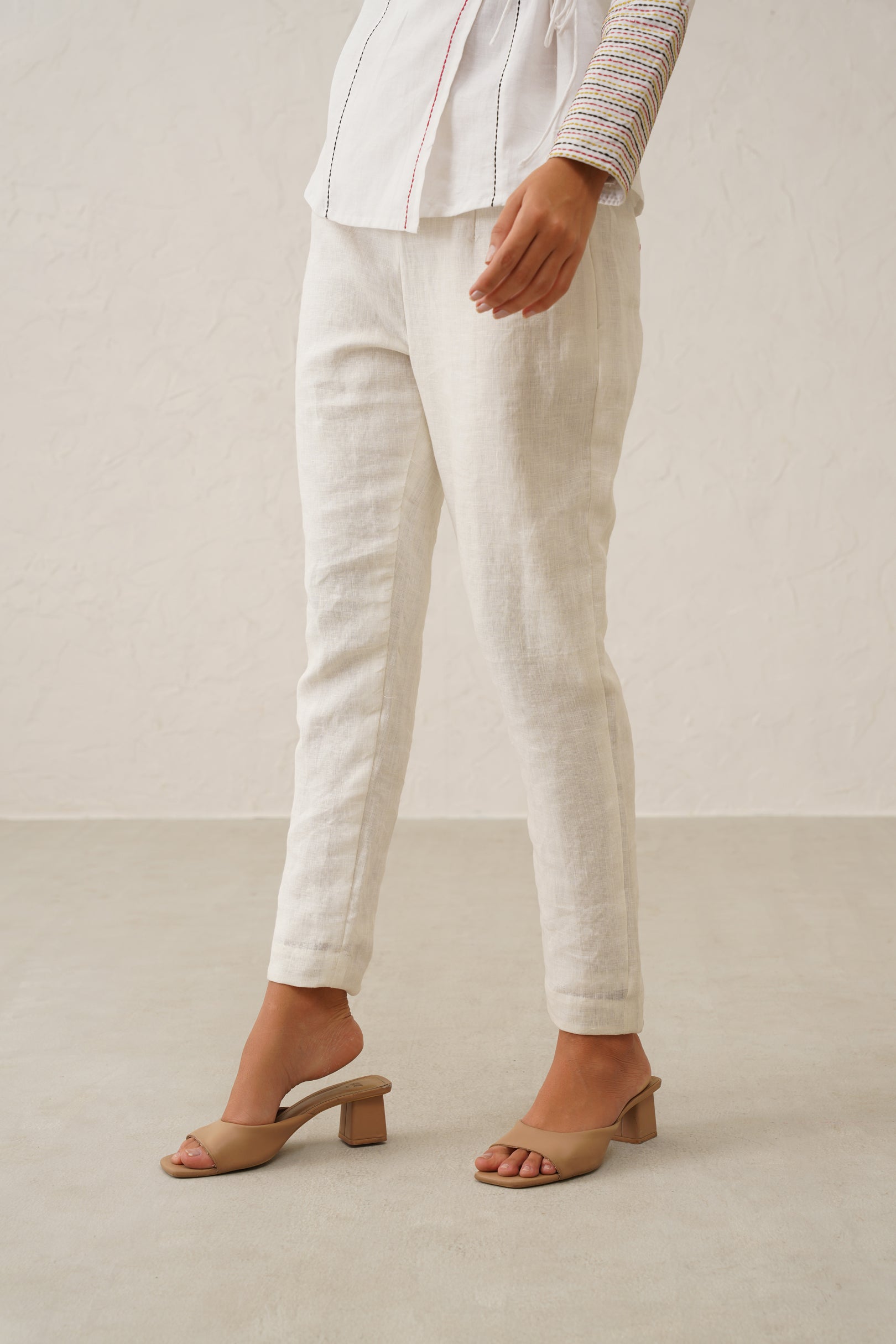 Linen Crossover Shirt set with pants